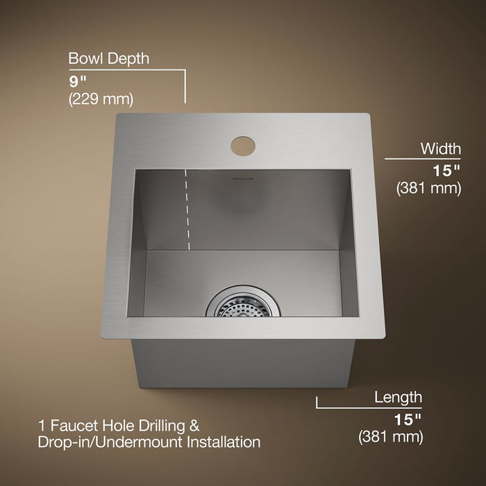 Kohler Vault 15" top-/undermount bar sink