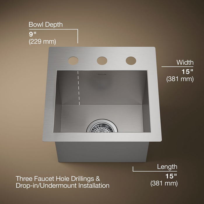 Kohler Vault 15" top-/undermount bar sink