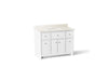 KOHLER K-39308 Claude 48" bathroom vanity cabinet with sink and quartz top