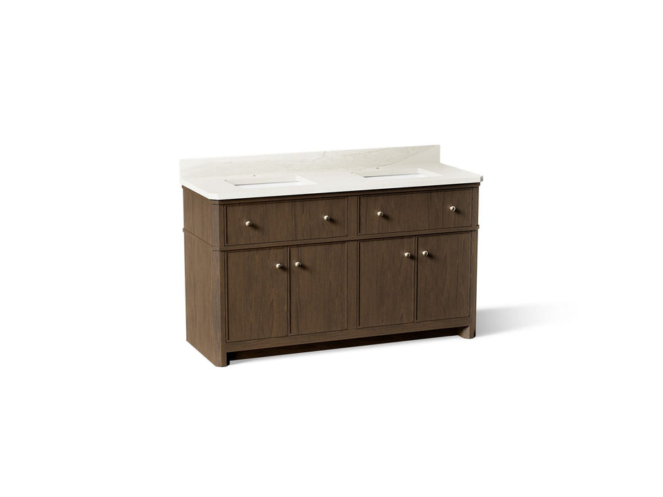 KOHLER K-39309 Claude 60" bathroom vanity cabinet with sinks and quartz top