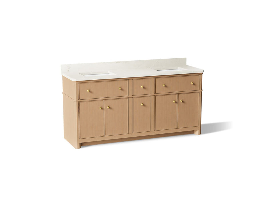 KOHLER K-39310 Claude 72" bathroom vanity cabinet with sinks and quartz top