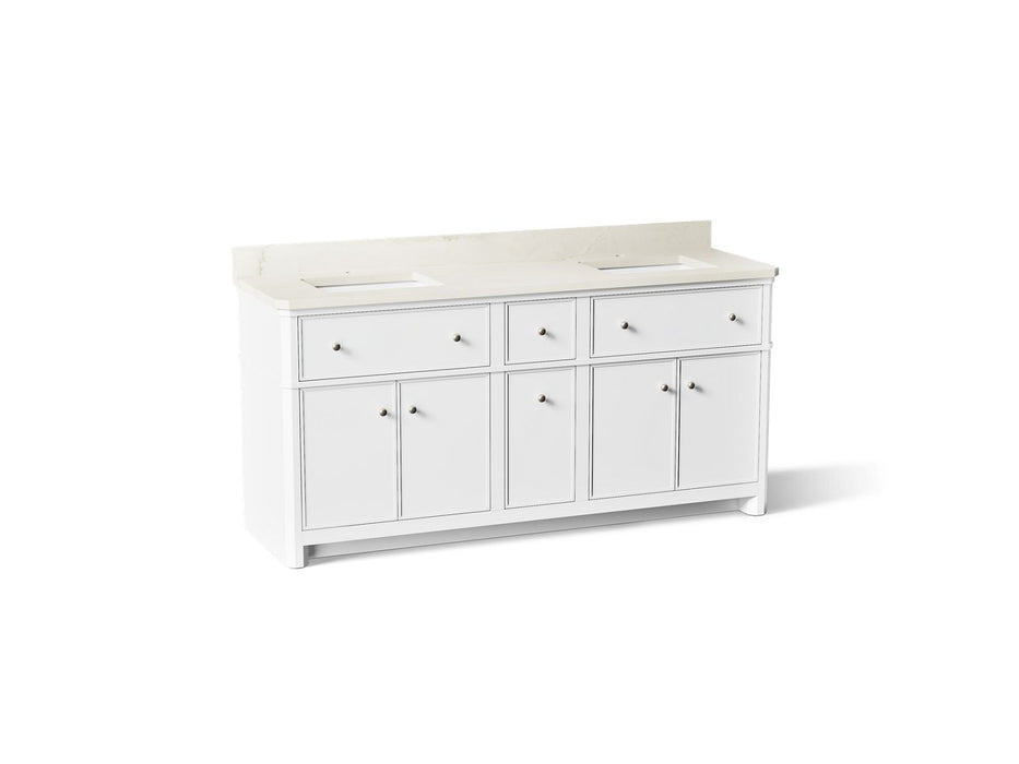 KOHLER K-39310 Claude 72" bathroom vanity cabinet with sinks and quartz top