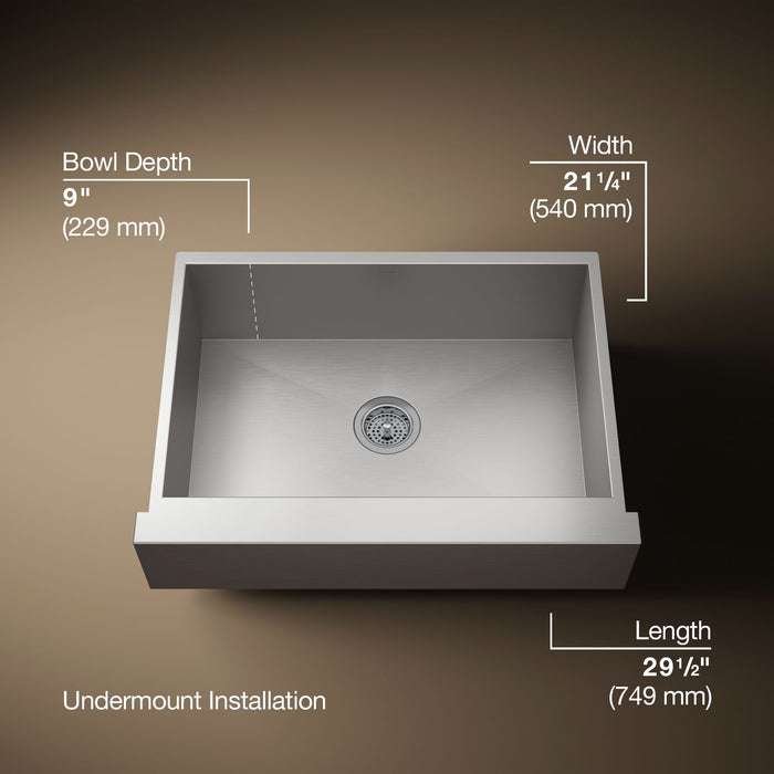 KOHLER K-3936 Vault 29-1/2" undermount single-bowl farmhouse kitchen sink