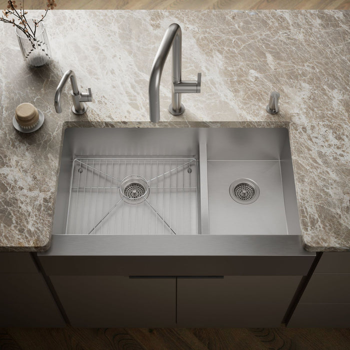KOHLER K-3945 Vault Smart Divide 35-1/2" undermount double-bowl farmhouse kitchen sink
