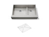 KOHLER Vault Smart Divide 35-1/2" undermount double-bowl farmhouse kitchen sink