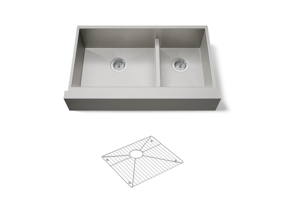 KOHLER Vault Smart Divide 35-1/2" undermount double-bowl farmhouse kitchen sink