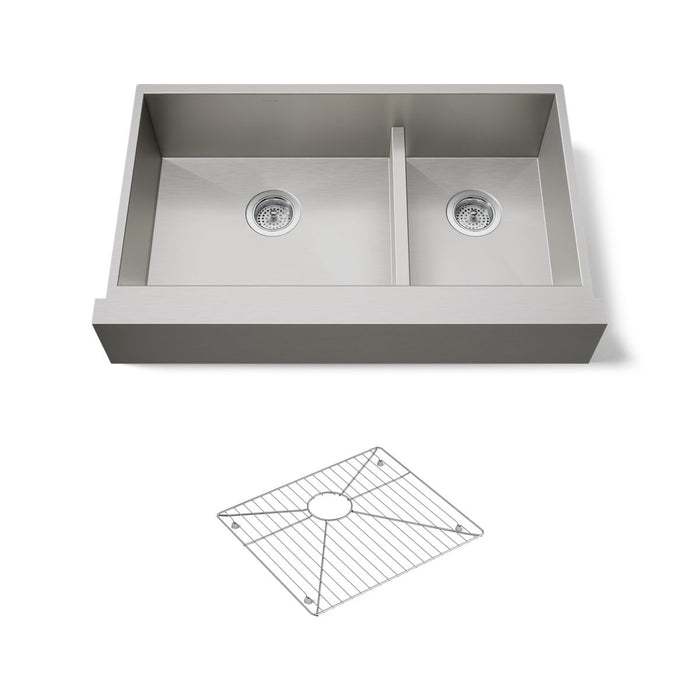 KOHLER Vault Smart Divide 35-1/2" undermount double-bowl farmhouse kitchen sink