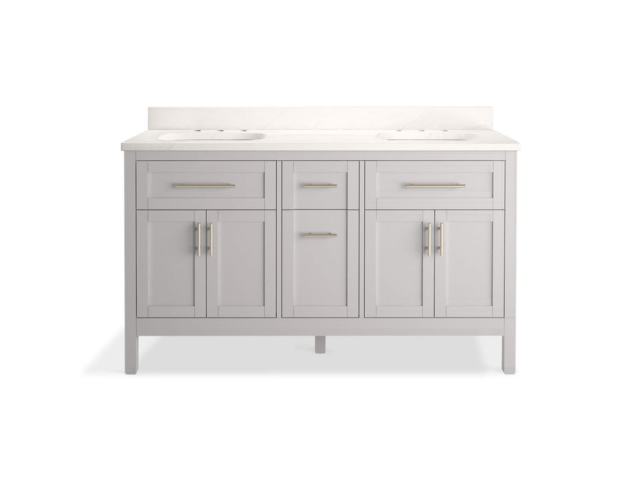 Kohler Hadron 60" bathroom vanity cabinet with sinks and quartz top