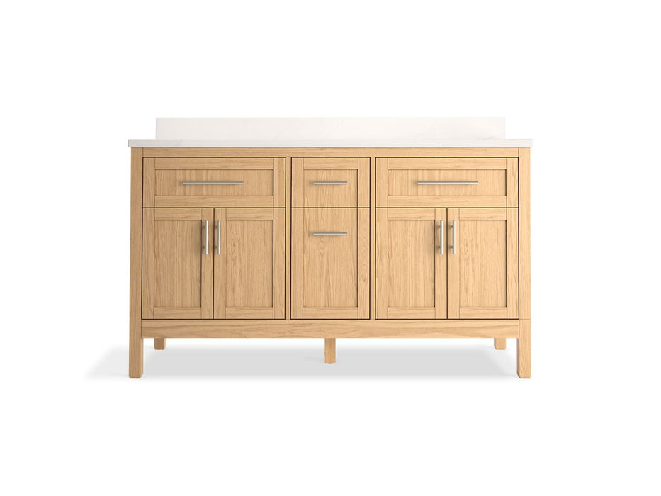 Kohler Hadron 60" bathroom vanity cabinet with sinks and quartz top