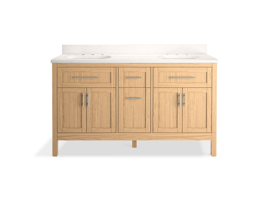 Kohler Hadron 60" bathroom vanity cabinet with sinks and quartz top