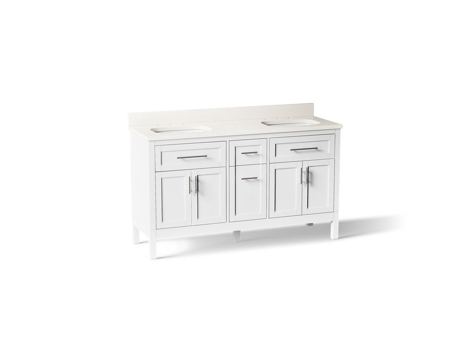 Kohler Hadron 60" bathroom vanity cabinet with sinks and quartz top