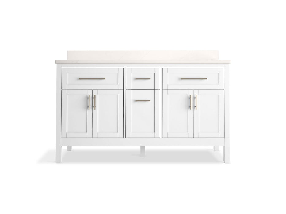 Kohler Hadron 60" bathroom vanity cabinet with sinks and quartz top
