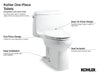 KOHLER K-3983-S Reach One-piece compact elongated toilet with skirted trapway, dual-flush