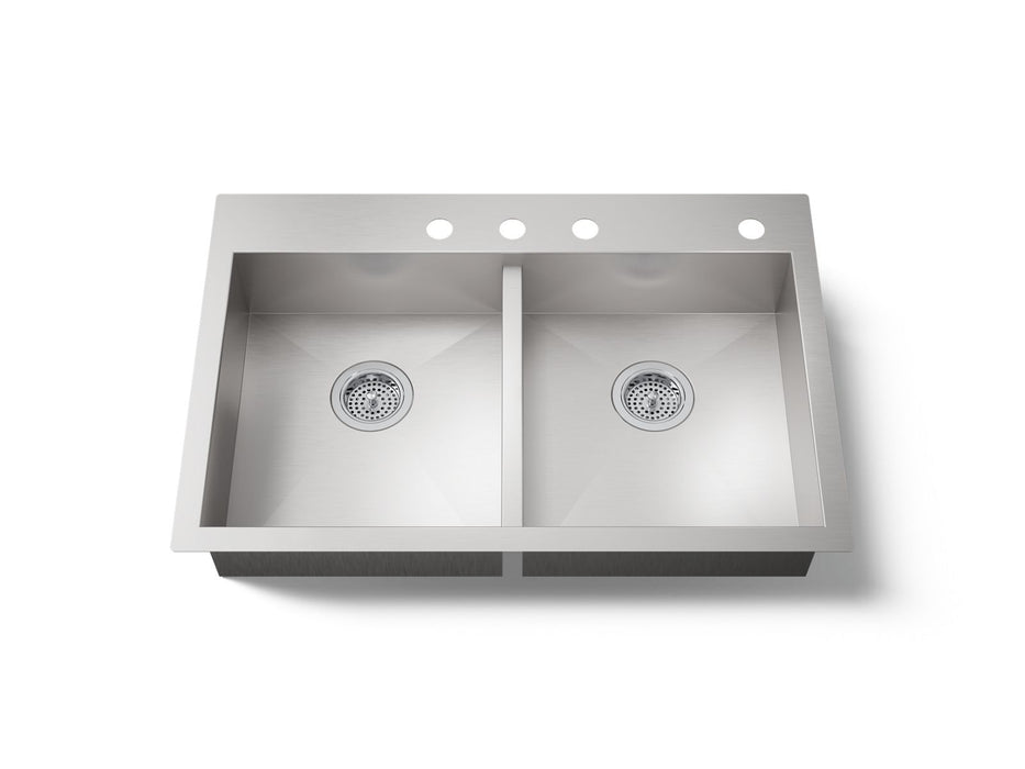 KOHLER K-3996-4 Vault 33" top-/undermount double-bowl kitchen sink