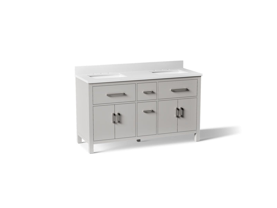 Kohler Kresla 60" bathroom vanity cabinet with sinks and quartz top