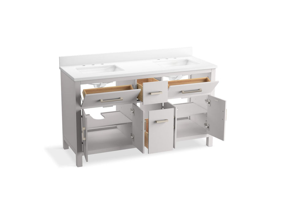 Kohler Kresla 60" bathroom vanity cabinet with sinks and quartz top
