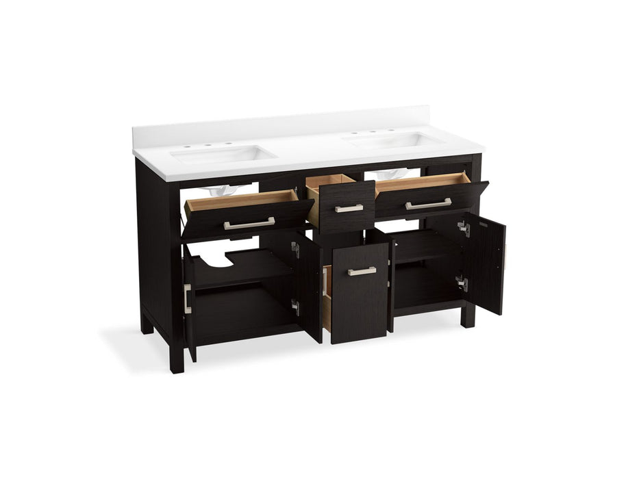 Kohler Kresla 60" bathroom vanity cabinet with sinks and quartz top