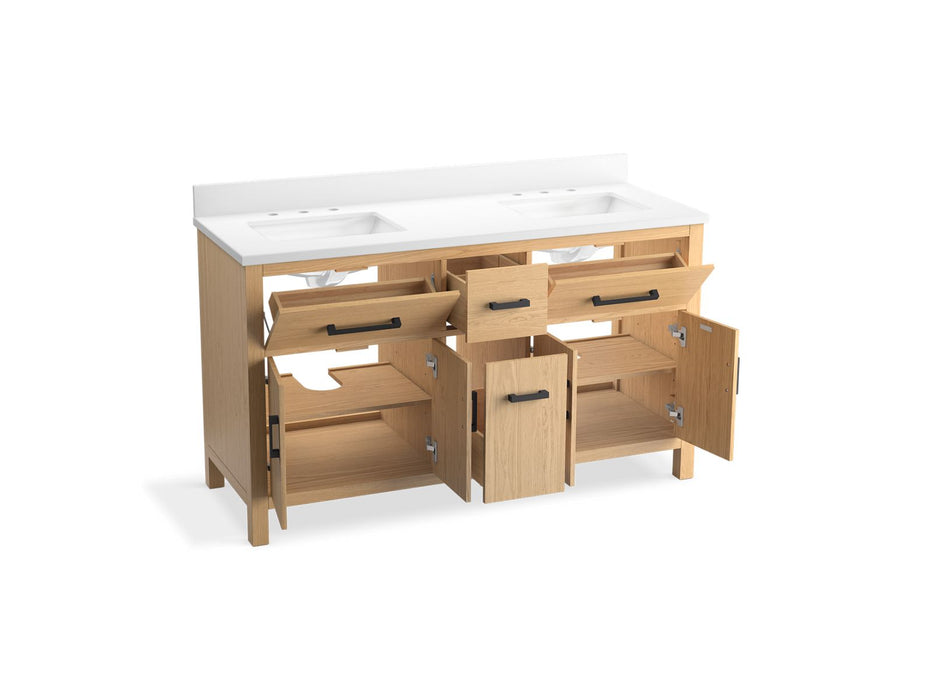 KOHLER K-40641-BD1 Kresla 60" bathroom vanity cabinet with sinks and quartz top