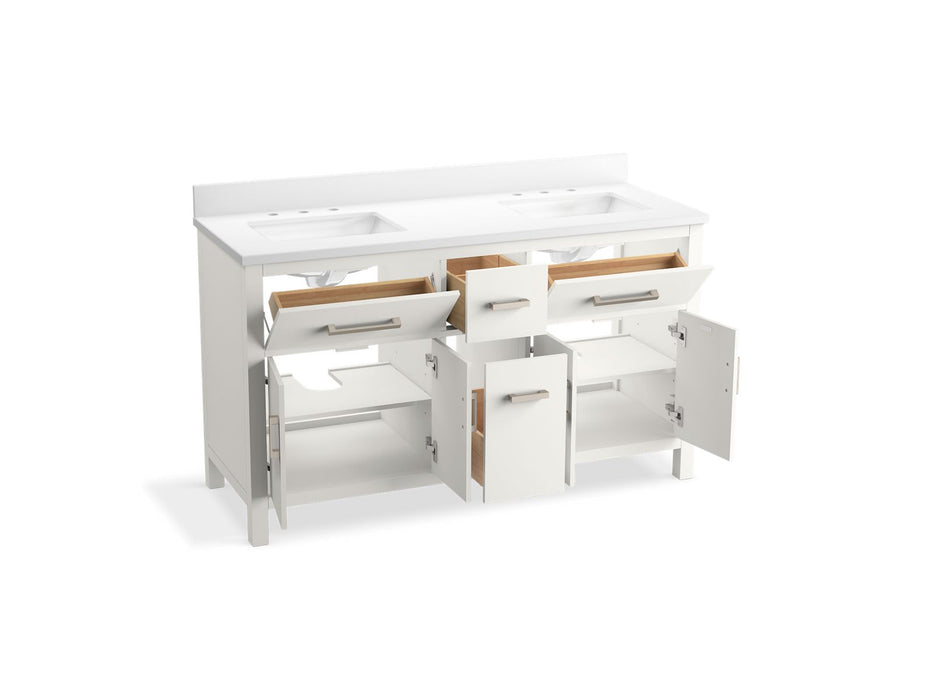 Kohler Kresla 60" bathroom vanity cabinet with sinks and quartz top