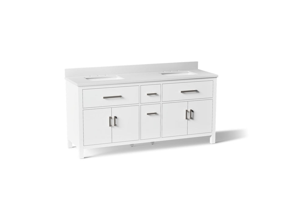 KOHLER K-40642-BD1 Kresla 72" bathroom vanity cabinet with sinks and quartz top