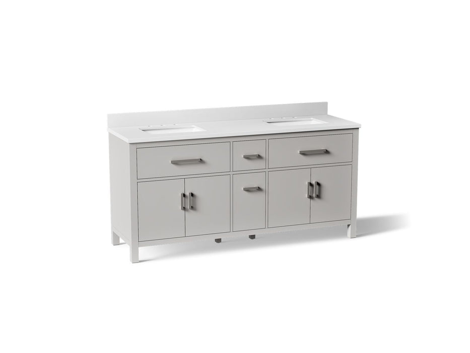 Kohler Kresla 72" bathroom vanity cabinet with sinks and quartz top