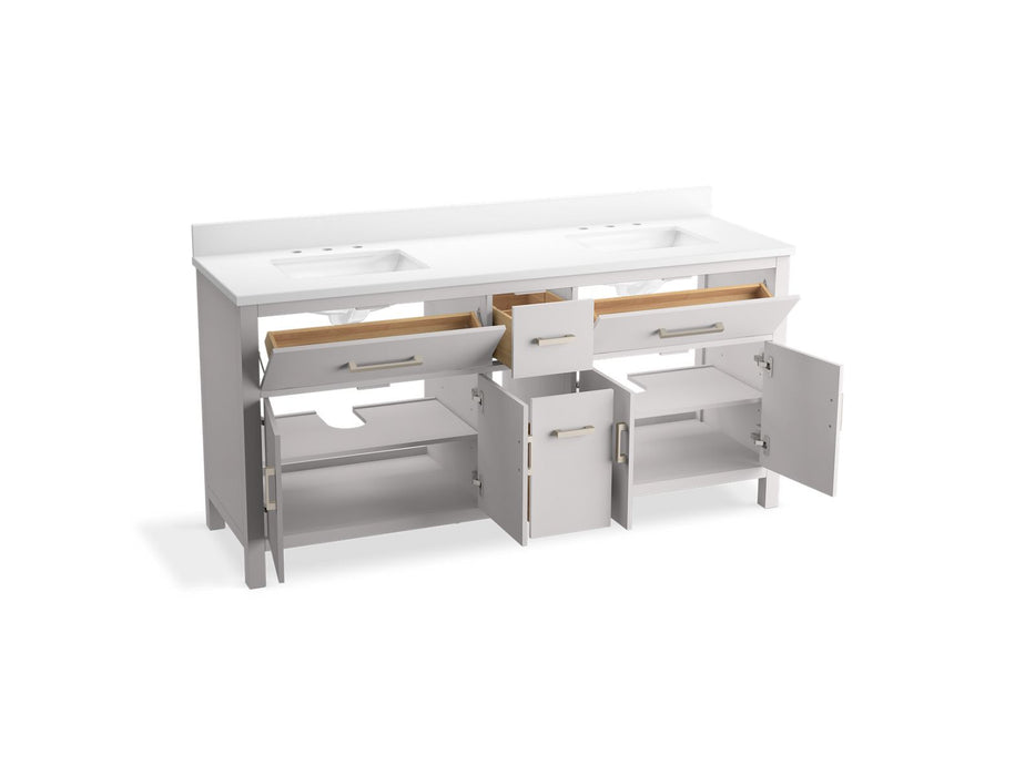 Kohler Kresla 72" bathroom vanity cabinet with sinks and quartz top
