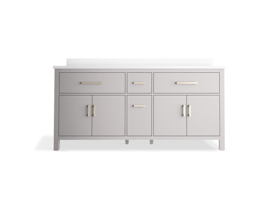 Kohler Kresla 72" bathroom vanity cabinet with sinks and quartz top