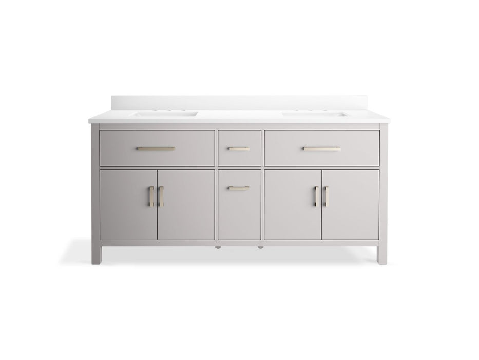 Kohler Kresla 72" bathroom vanity cabinet with sinks and quartz top