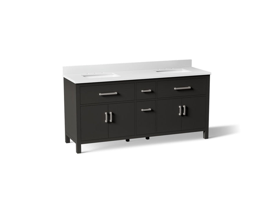 Kohler Kresla 72" bathroom vanity cabinet with sinks and quartz top