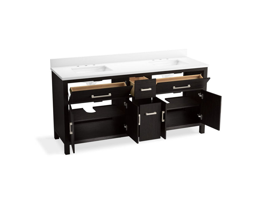 Kohler Kresla 72" bathroom vanity cabinet with sinks and quartz top
