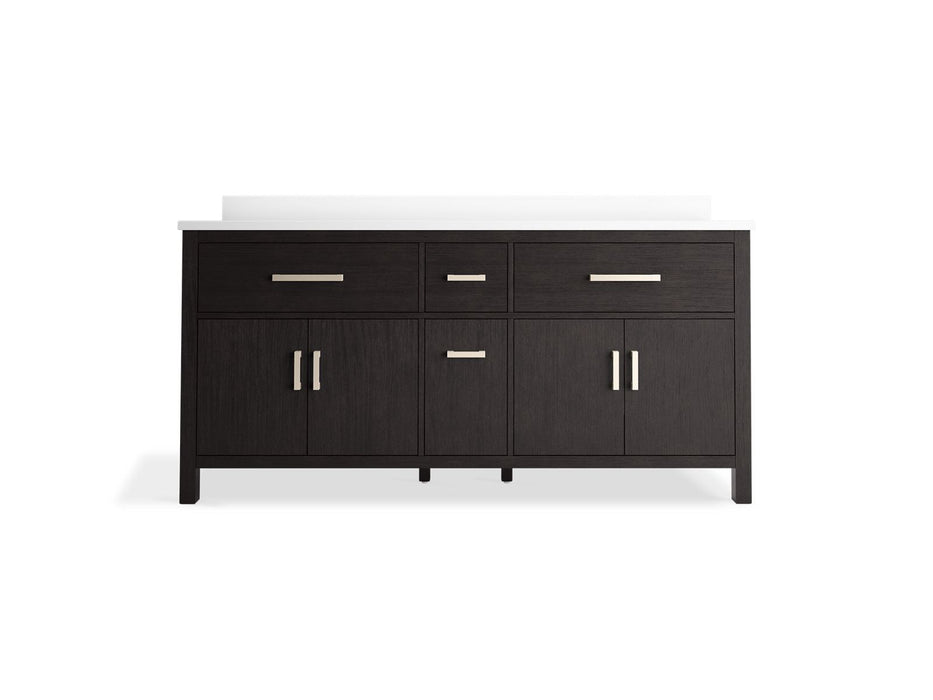 Kohler Kresla 72" bathroom vanity cabinet with sinks and quartz top