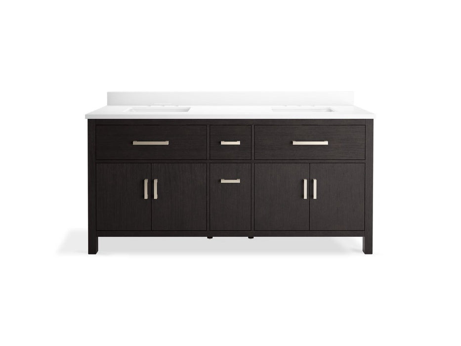 Kohler Kresla 72" bathroom vanity cabinet with sinks and quartz top