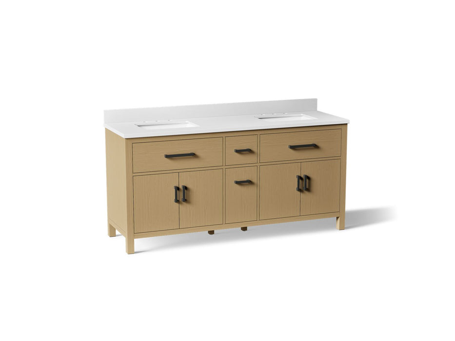 Kohler Kresla 72" bathroom vanity cabinet with sinks and quartz top