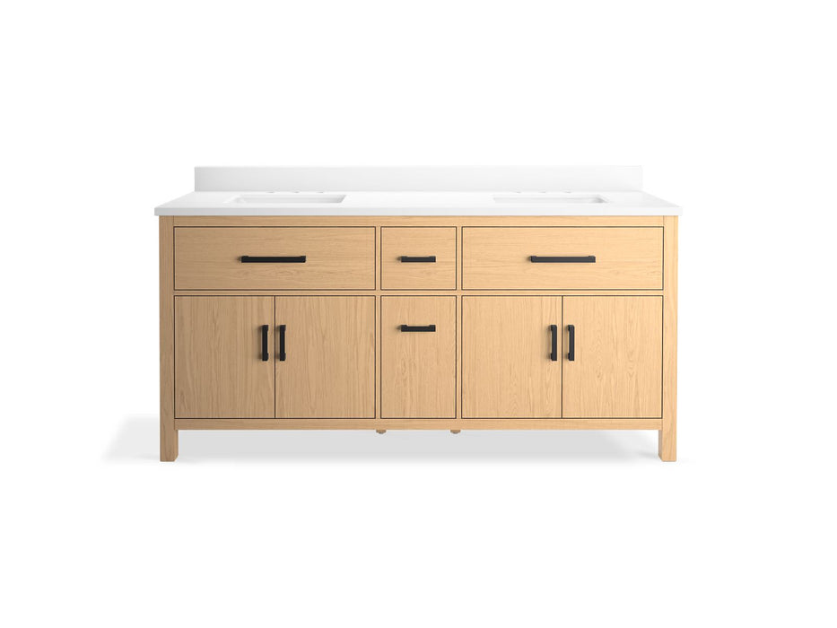 KOHLER K-40642-BD1 Kresla 72" bathroom vanity cabinet with sinks and quartz top