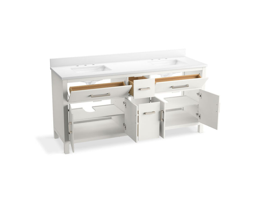 Kohler Kresla 72" bathroom vanity cabinet with sinks and quartz top