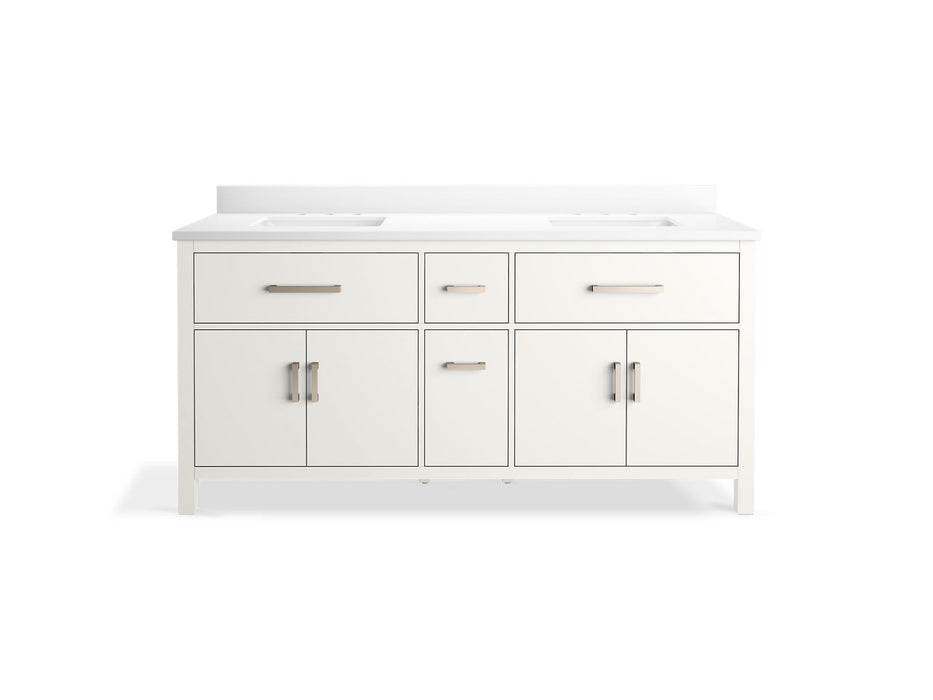Kohler Kresla 72" bathroom vanity cabinet with sinks and quartz top