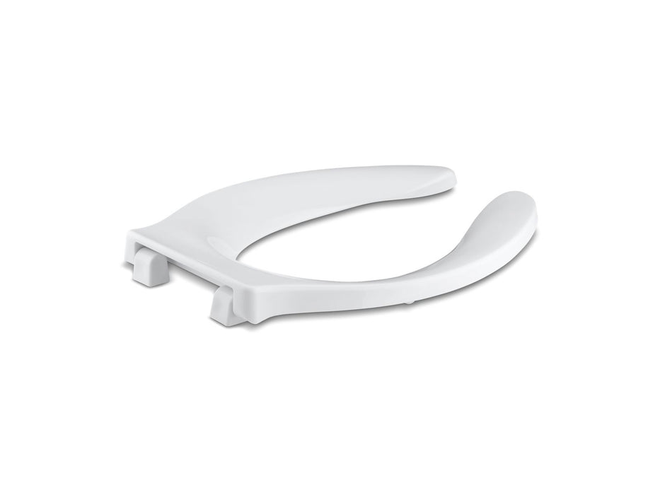 Kohler Stronghold Commercial elongated toilet seat with integrated handle, self-sustaining check hinge and antimicrobial agent