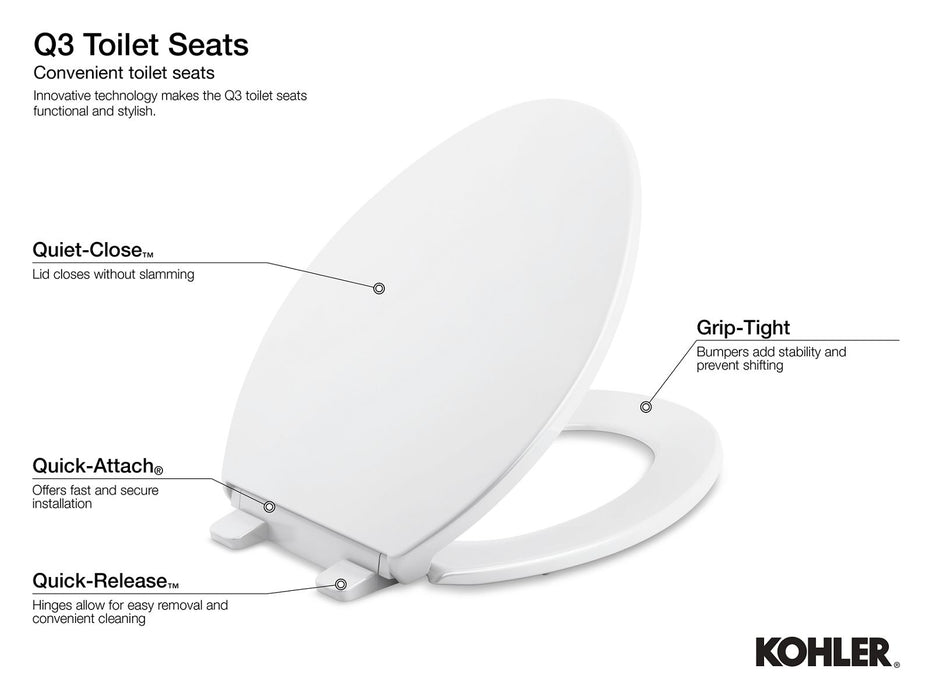 KOHLER K-4733 Glenbury Quiet-Close elongated toilet seat