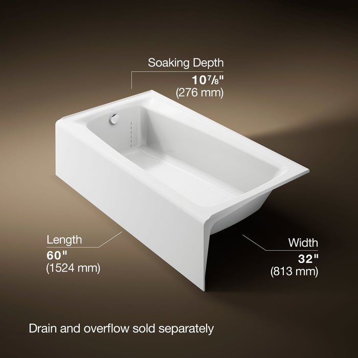 KOHLER K-505 Mendota 60" x 32" alcove bath, left drain