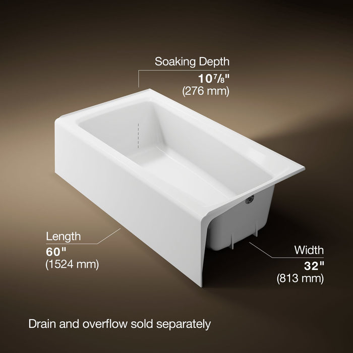 KOHLER K-506 Mendota 60" x 32" alcove bath, right drain