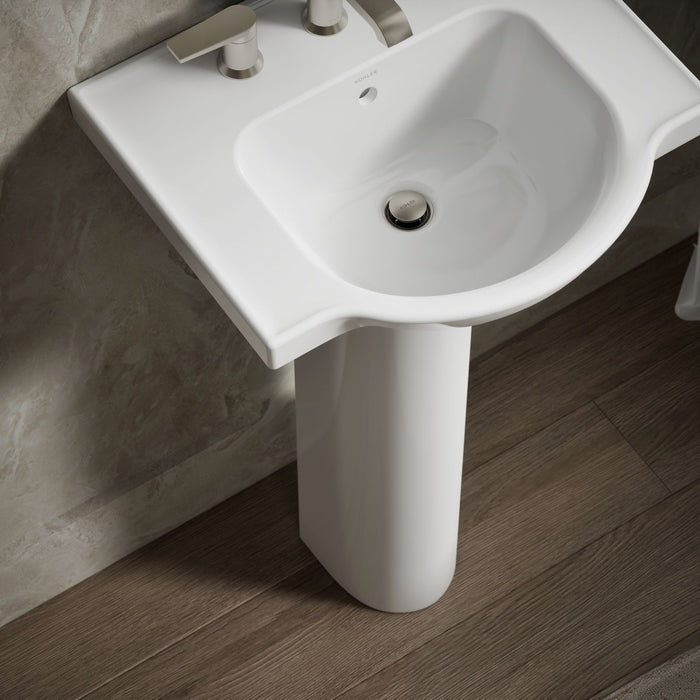 KOHLER K-5247-8 Veer 21" square pedestal bathroom sink