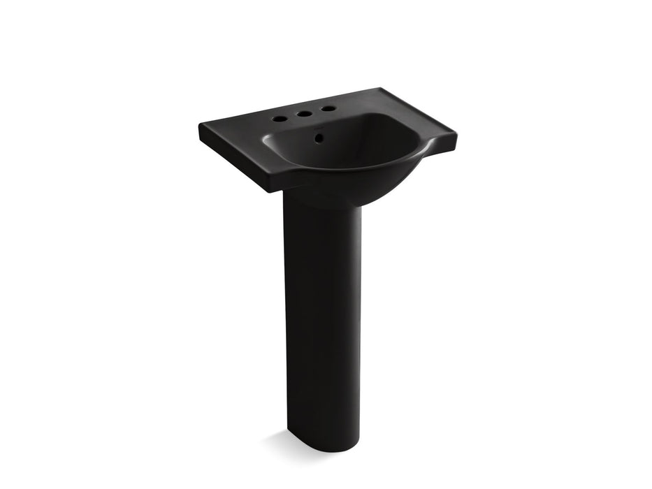 KOHLER K-5265-4 Veer 21" rectangular pedestal bathroom sink, black black