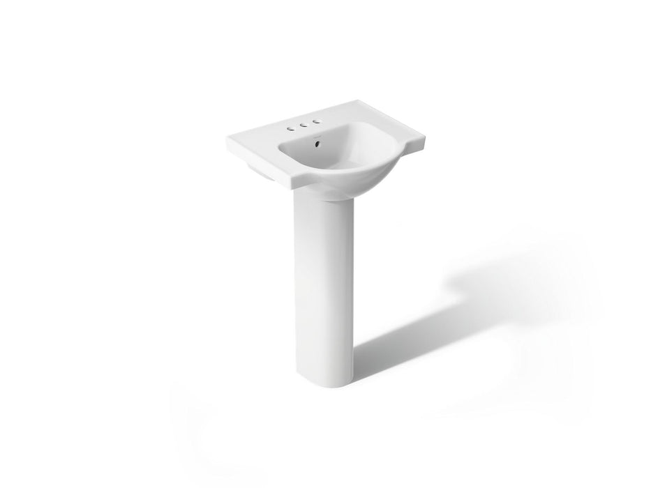 KOHLER K-5265-4 Veer 21" rectangular pedestal bathroom sink, white