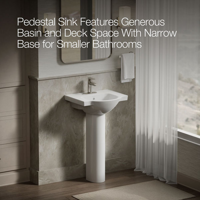 KOHLER K-5265-4 Veer 21" rectangular pedestal bathroom sink, white - view 4