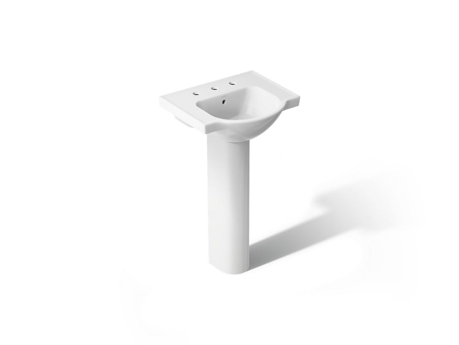 KOHLER K-5265-8 Veer 21" rectangular pedestal bathroom sink, white