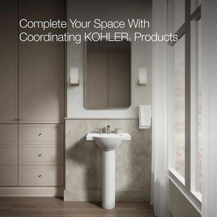 KOHLER K-5265-8 Veer 21" rectangular pedestal bathroom sink, white - view 5