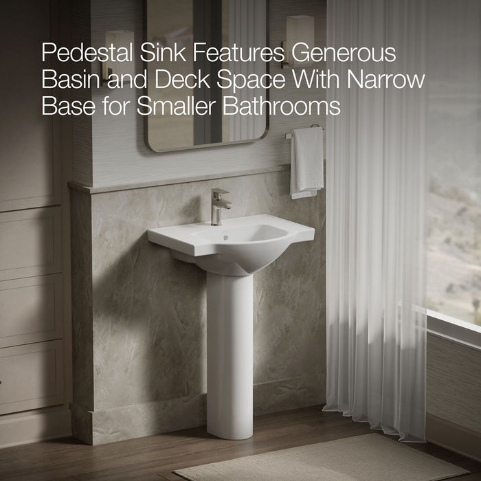 KOHLER K-5266-1 Veer 24" rectangular pedestal bathroom sink, white - view 5