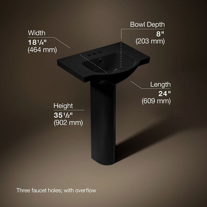 3/4 view of product with dimensions