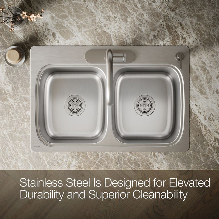 Kohler Verse 33" top-mount double-bowl kitchen sink