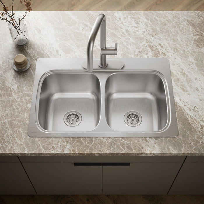 KOHLER K-5267-3 Verse 33" top-mount double-bowl kitchen sink